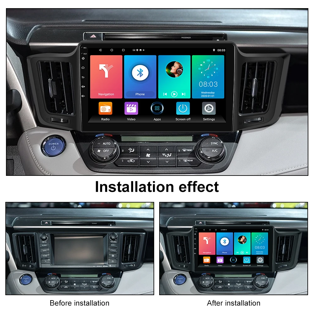 2 Din 10.1' Android 11 Car Radio Stereo 2 Din Radio Car Carplay Android Auto WIFI GPS AHD Cam For Toyota RAV4 2013-2018