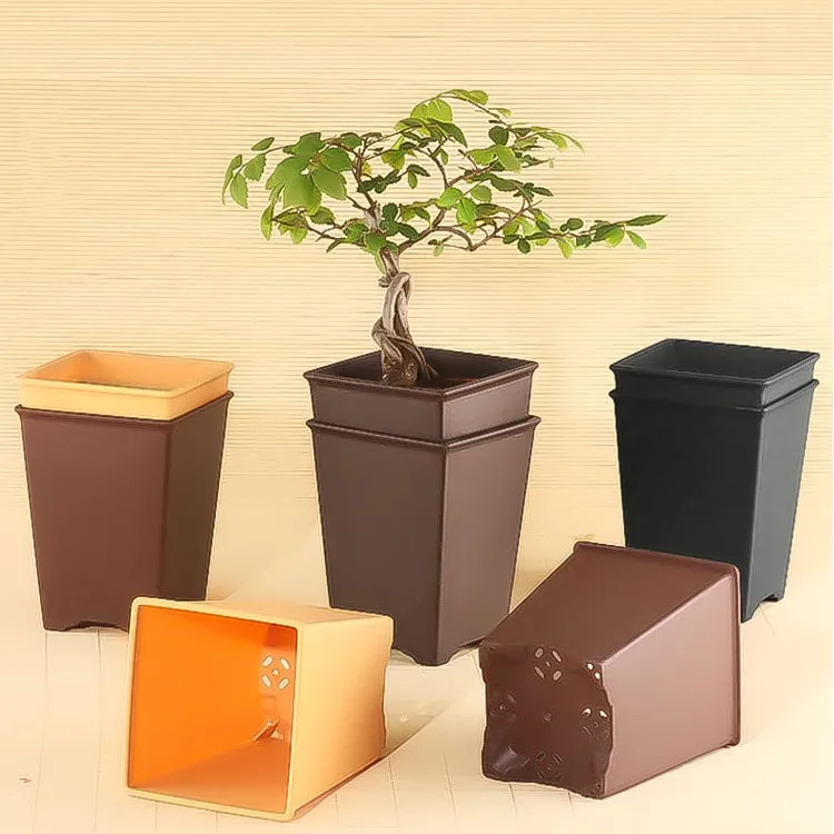 9.8cm plastic classical square high bonsai pots for succulent cactus and tree
