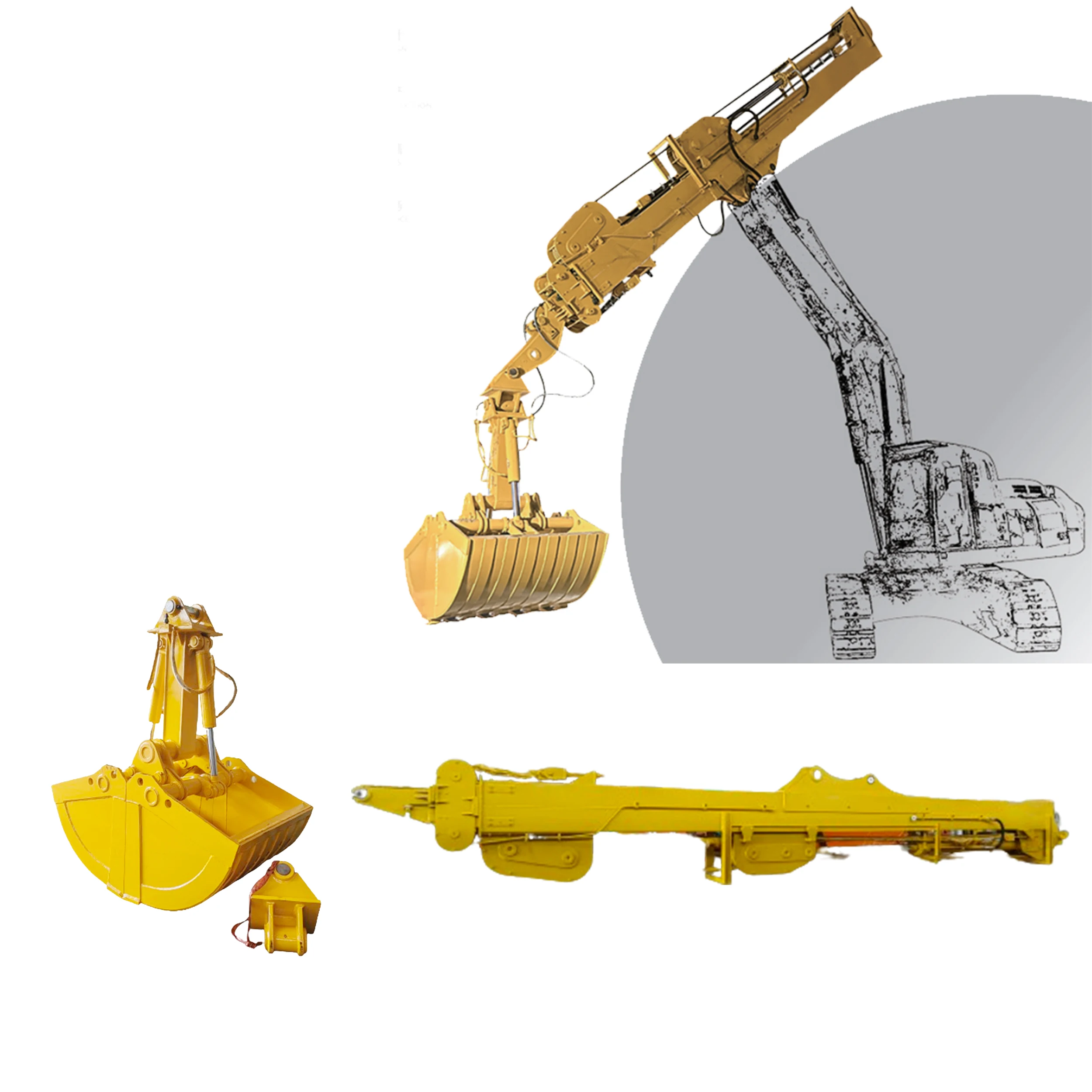 telescopic arm for excavator clamshell telescopic boom hydraulic telescoping excavator boom arm for SY500 Kato Komatsu excavator