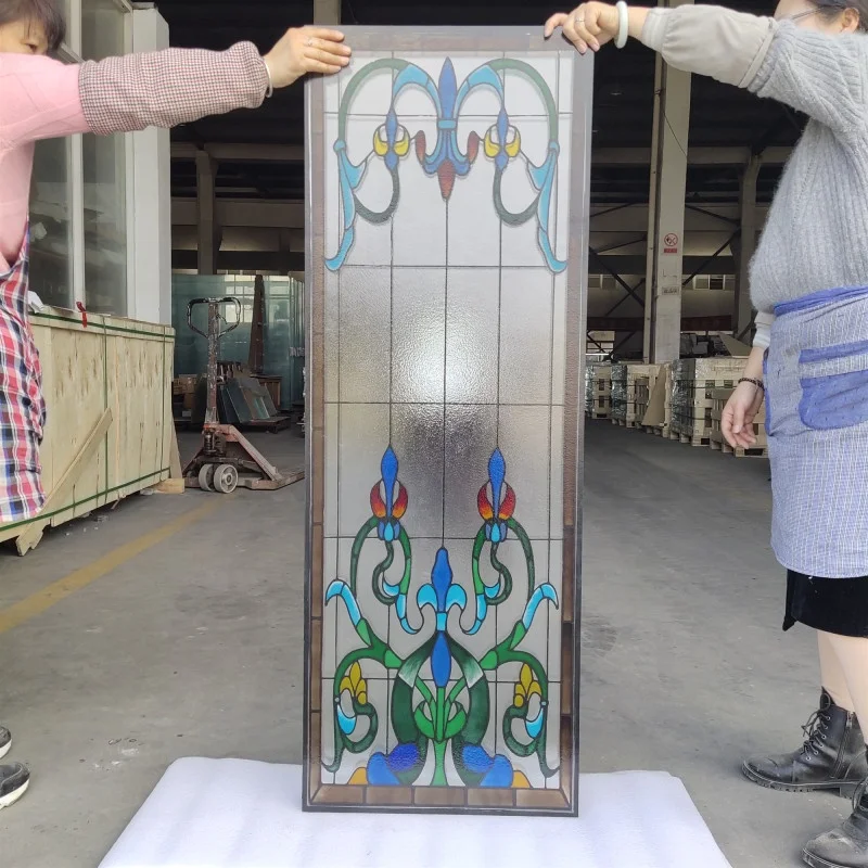 Vintage Floral Hand Drawing Toughened Stained Glass