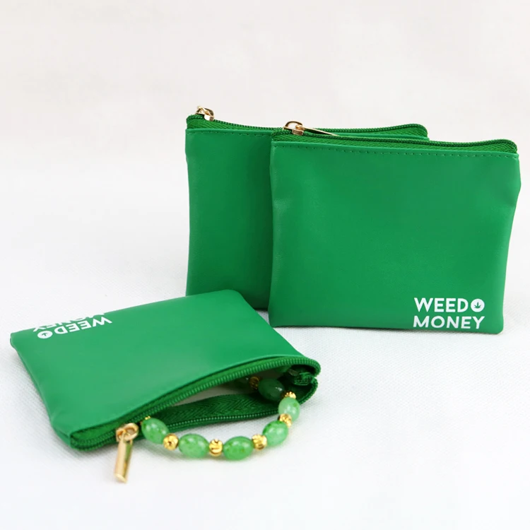 Custom cheap faux synthetic pu leather bags pouch for cosmetic jewelry packaging with zipper close