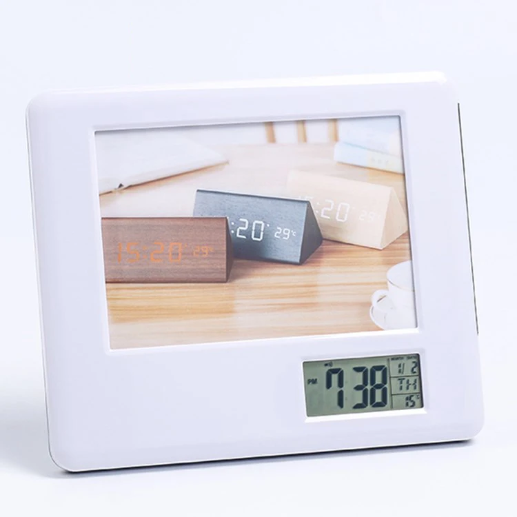 
KH-CL049 Wholesale Plastic Picture Photo Frame with LCD Digital Alarm Clock 