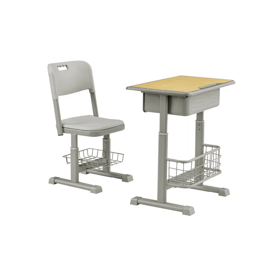 Durable Good Selling Wooden School Furniture Student Table And Chair Sets School Learning Desk Chair Set With Steel Frame