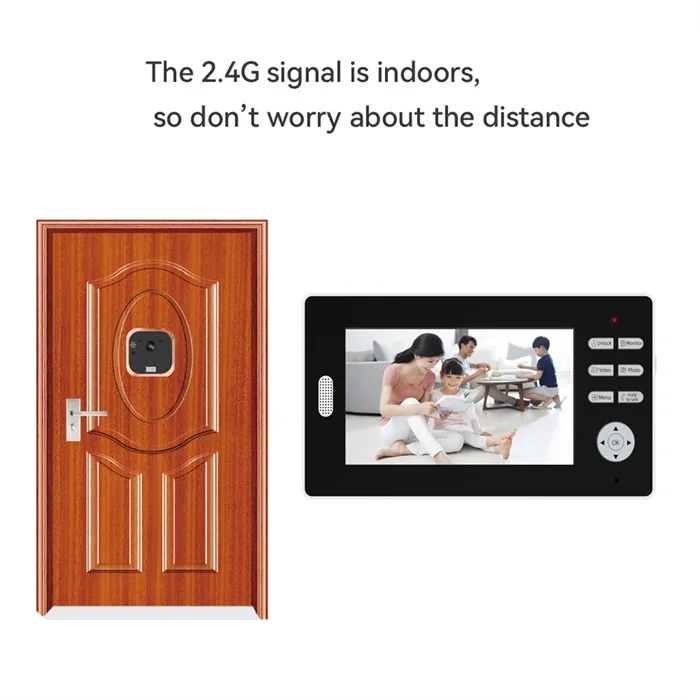 7 inch 2.4ghz digital wireless peephole door viewer with 140 degree wide angle camera night vision battery for home security