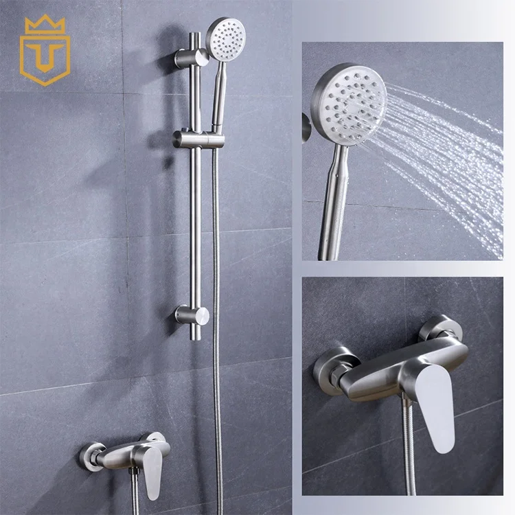 SS Bath Shower Mixer Set with Slide Bar