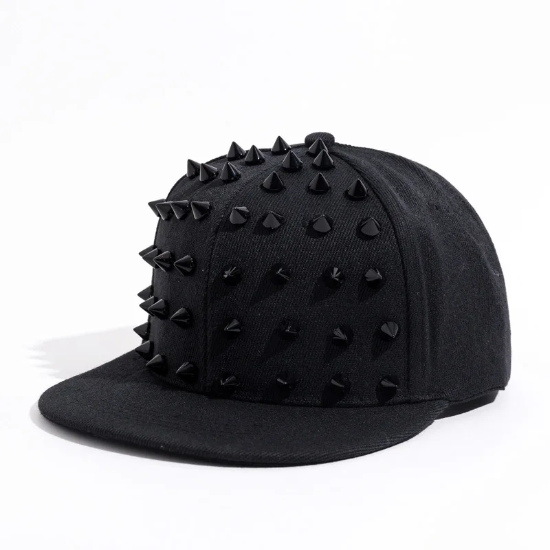 High Quality Flat hats Caps Snapback Adjustable riveted baseball hat Man Woman black Hedgehog punk hip-hop hat