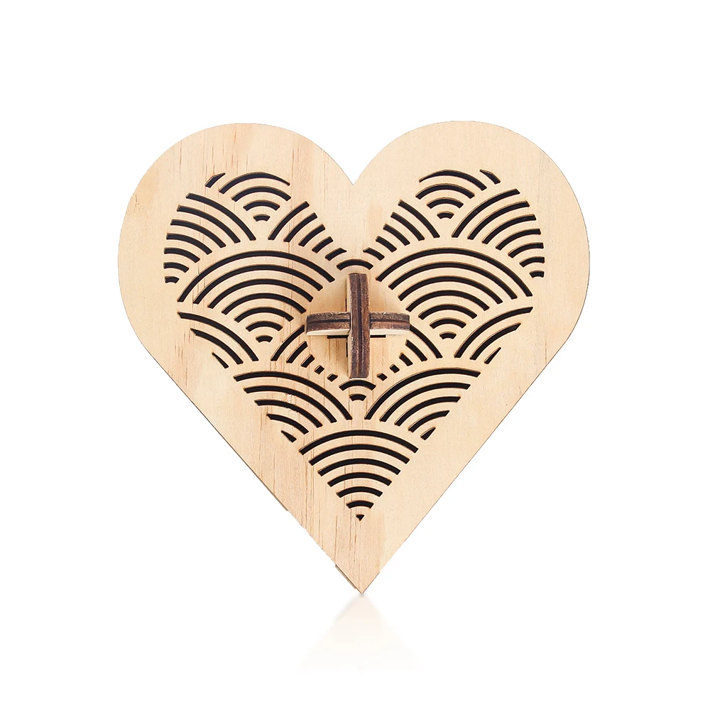 Small jewelry jewel jewellery heart shaped wood lid wooden storage box