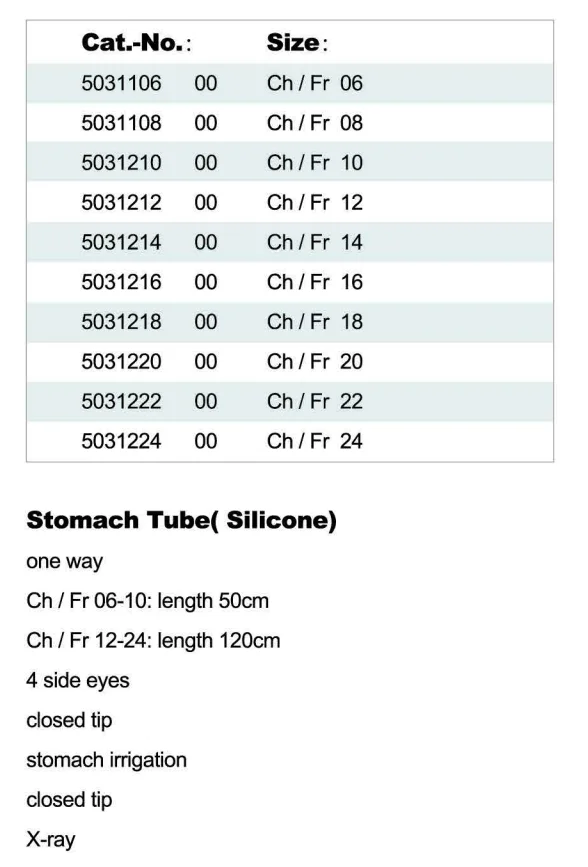 CE Approved Medical Single use Disposable Non-toxic latex Stomach feeding Tube silicon Gastric Tube Medical Nasal Feeding Tube