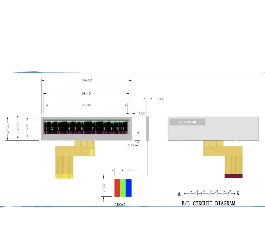 Factory direct supply 3.8 inch lcd;480x76 bar display;38 inch 480x76 bar38 480x76