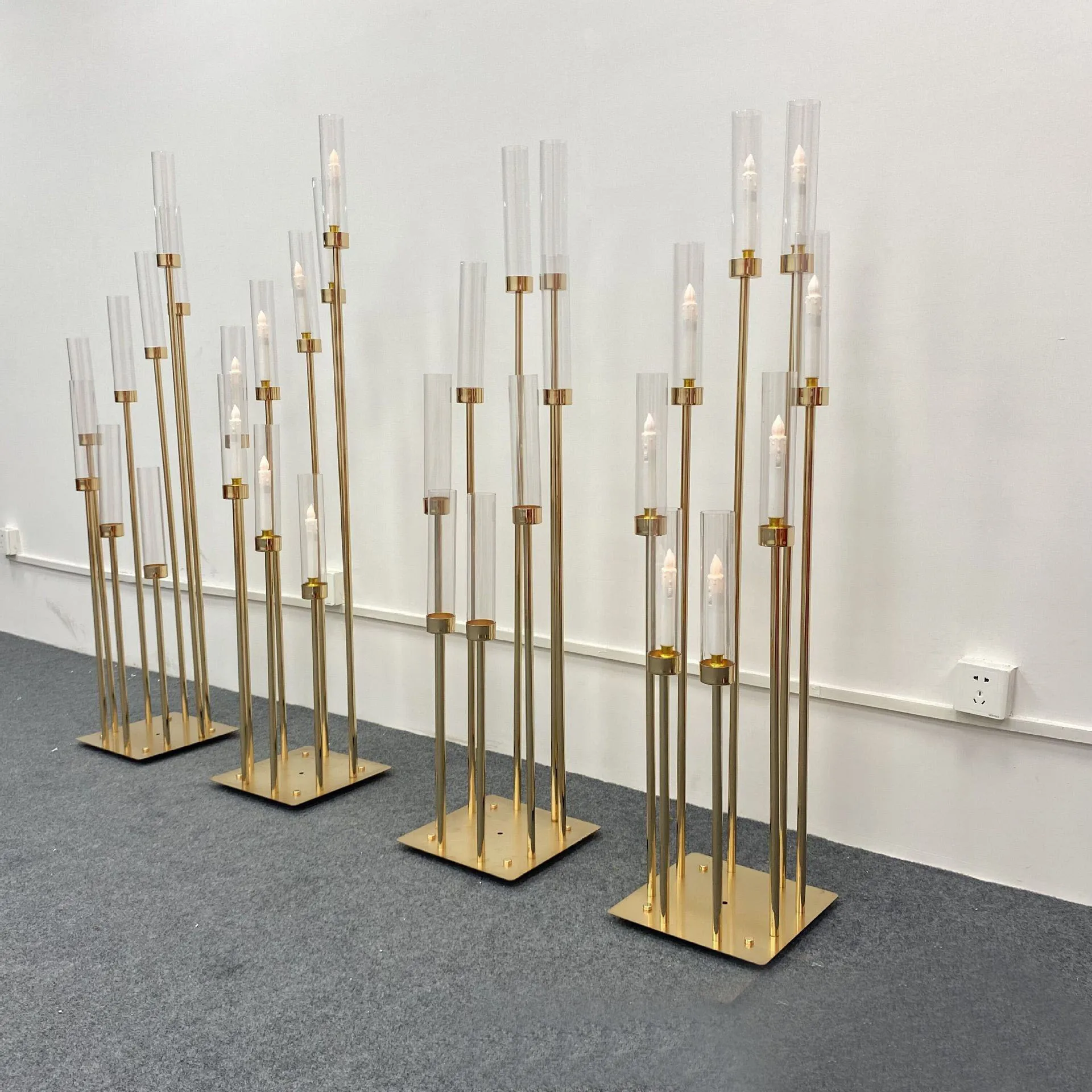 wholesale 8 arm gold metal tall candle holder candelabra  table centerpieces wedding