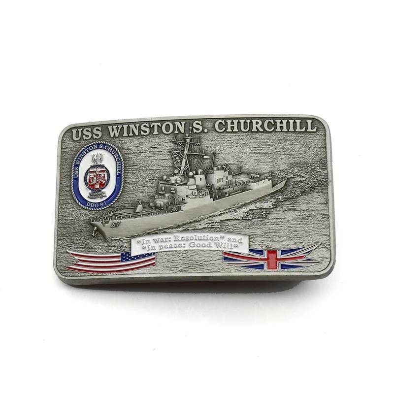 Производители оптом персонализированный USS война корабль логотип ковбойский Западный Ремень Пряжка