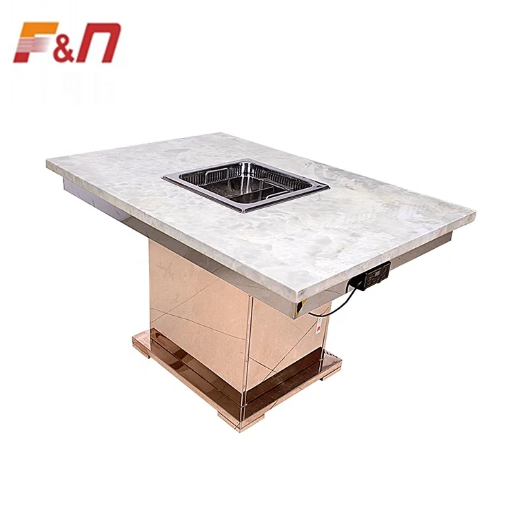 Hot Selling Custom Korean Bbq Grill Square Smokeless Restaurant Electric Hot Pot Table