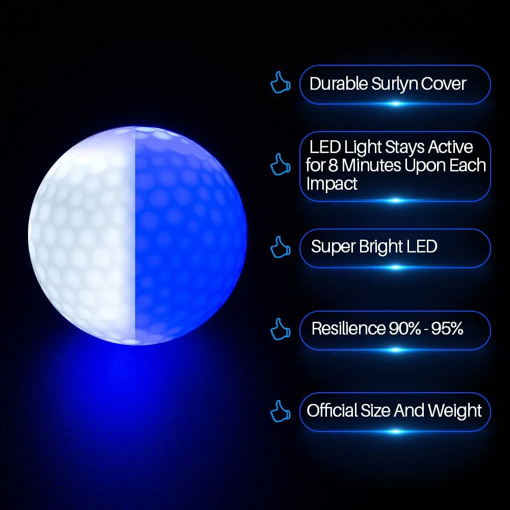 Night Sports Super Bright Branded Custom Luminous Novelty Blank Colorful Driving Range Golf Balls Logo