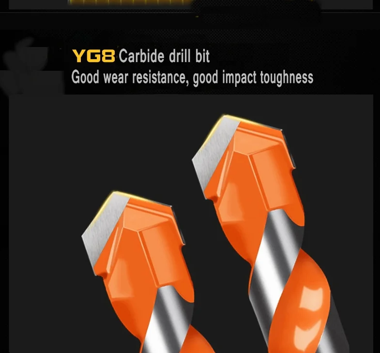 Sharp and durable triangular twist alloy drill bit cross four-edged drill bit axe-shaped overlord drill