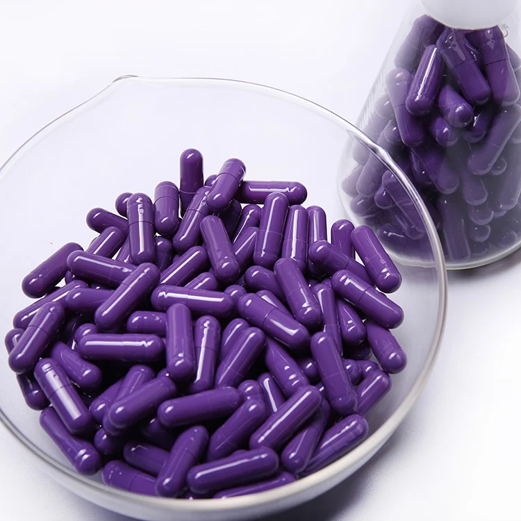 Wholesale Clear Empty Gelatin & Pullulan Capsules in Sizes 000 00 0 1 2 3 4 5 Purple HPMC Capsules Halal & GMP Certified