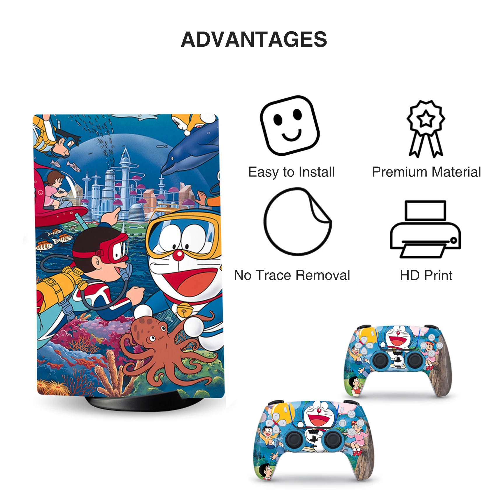 anime custom full body panel plate Vinyl Cover Skin Sticker For sony Playstation 5 PS5 Digital Edition Console and controller