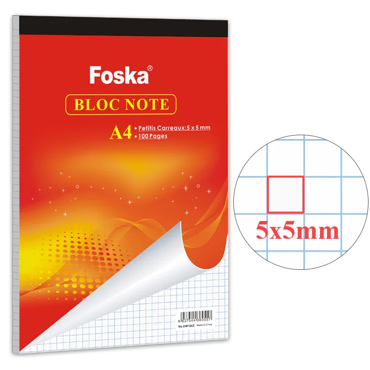 Foska A4 A5 Top Gluebound Notepad Grid 140 Pages Notebook Steno Pads Memo Notepads for Writing Sketching Drawing Office Supplies