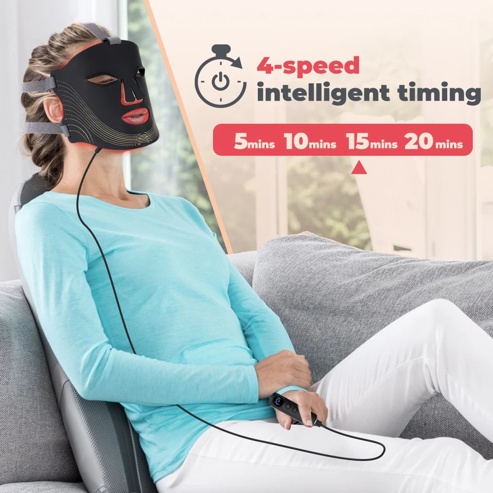 Anti aging 7 colors photon red light therapy facial beauty mask silicone face led mask