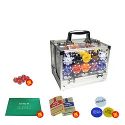 600 шт./лот новые покерные чипы для казино Техасского холдема ABS, наборы покерных чипов Бакара с акриловой коробкой