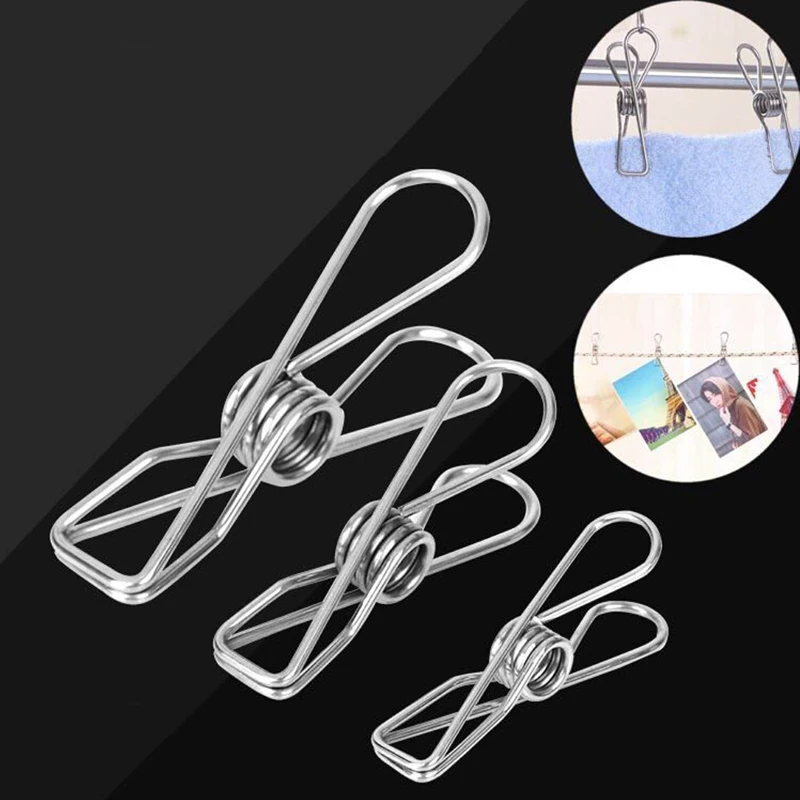 Wholesale Clothespins Laundry Chip Clips Durable Stainless Steel Clothes Pins Multi-Purpose Clothes Pegs Steel Wire Clips