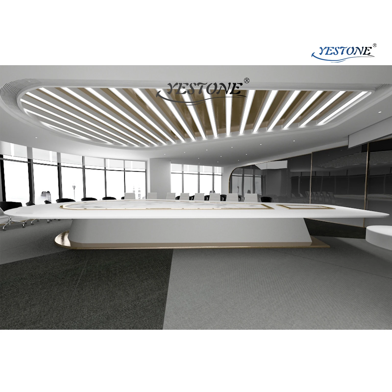 YESTONE motorized lcd monitor pop up for conference table O shape 20 set stone conference table meeting table