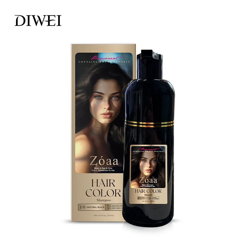 DIWEI manufacturer 7 colorful fashion brown black hair dye shampoo in hair color dye