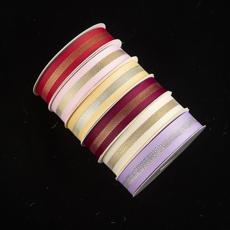 Wholesale 16mm*3Y New Glitter Grosgrain Edge Polyester Ribbon Double Face RIBBONS for Gift Box Packing