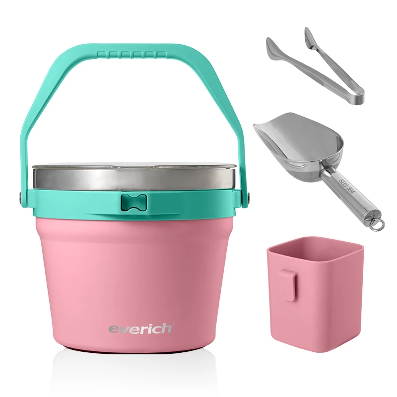 BPA- FREE 18/8 Stainless Steel Ice Hard cooler bucket with portable handle lid 7L 230oz cooler box to keep 48 hours cold