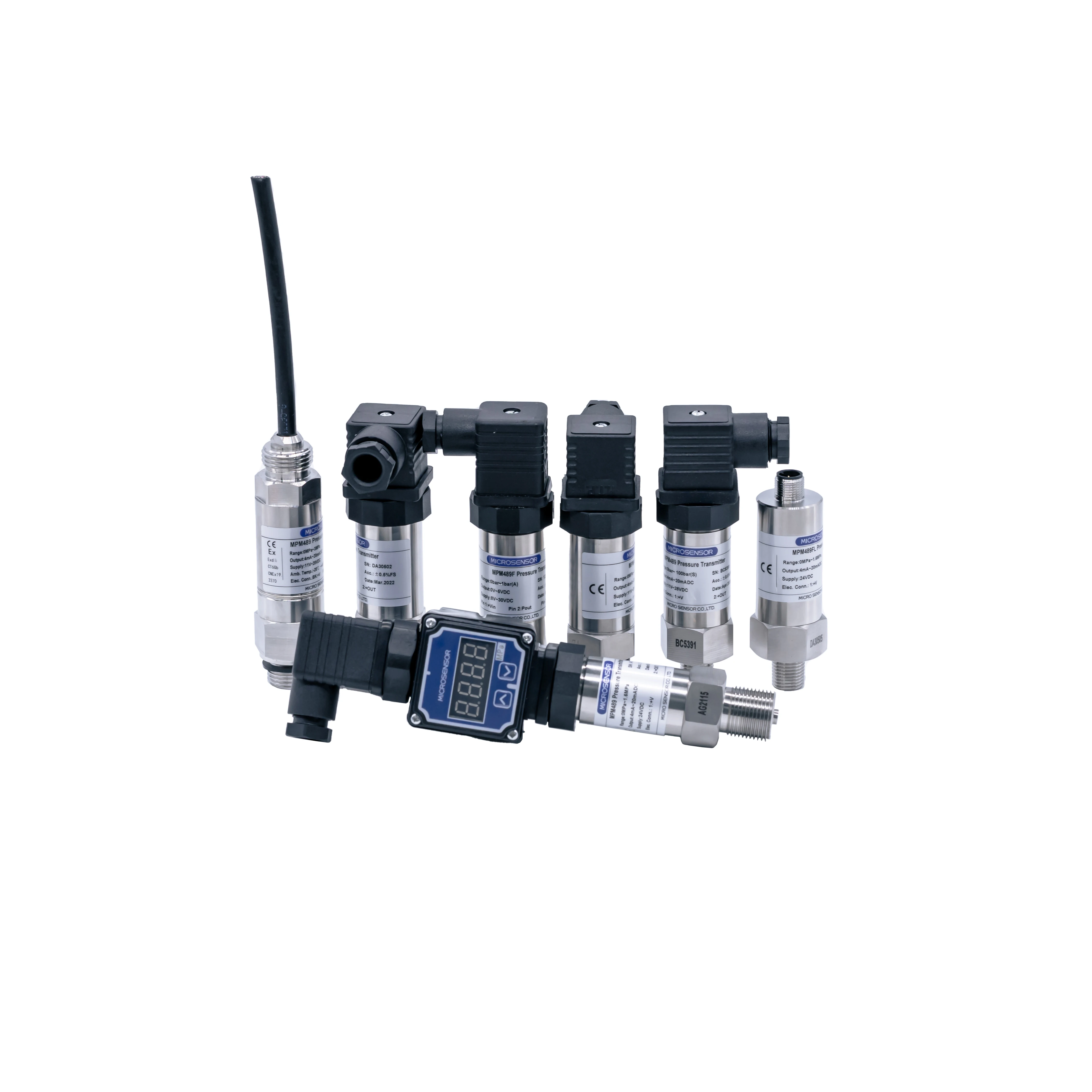 Microsensor Pressure Sensor Transmitter MPM489 with Display Customizable 2-wire Piezoresistive Analog 4-20mA Pressure Transducer