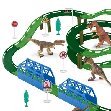 New Battery Operated Rail Race Car Slot Track Sets Toy Dinosaur Racing Track Car Adventure Toys