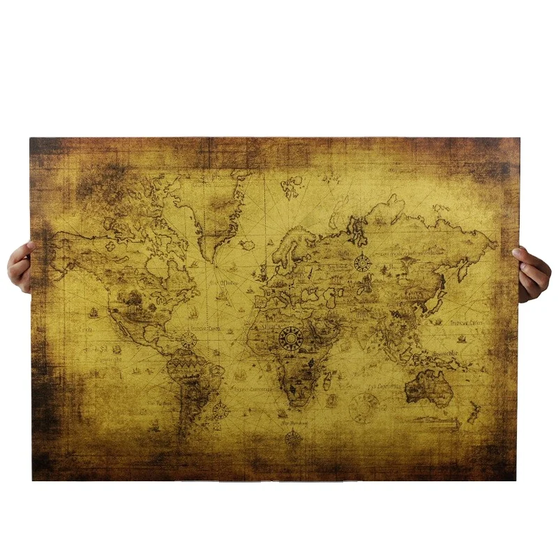 World Treasure Map Kraft Paper Poster Wall Sticker Home Decoration Painting 	 72.5x51.5cm