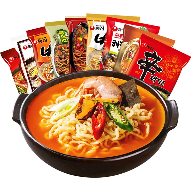 Wholesale nongxin Korean ramen noodle korean food spicy noodles 120g gourmet instant noodle