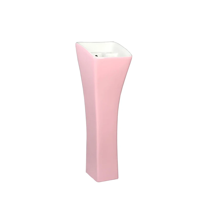 Hot Selling Pink Colored Stand Hand Wash Hotel Pedestal Basin Bathroom Sinks
