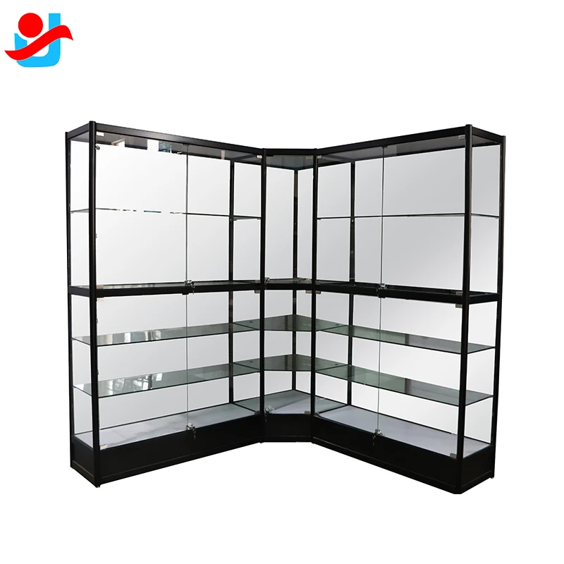 L Shape 90 Angle Glass Display showcase for
