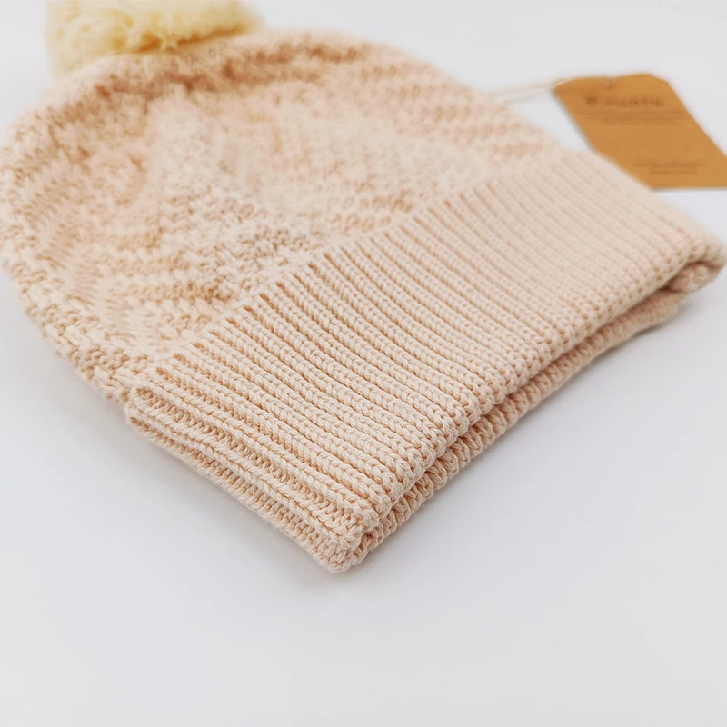 Pinuotu Baby Knitted Beanie Warm Kids Toddler Knitwear Pure Cotton Newborn Baby Neutral Winter Hats Soft Pom Crochet Beanies