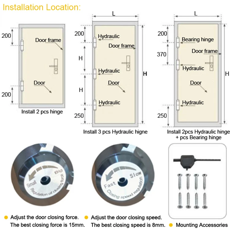 Space Aluminum Hydraulic Slient Soft Closer M-type Hinge for Bathroom Door