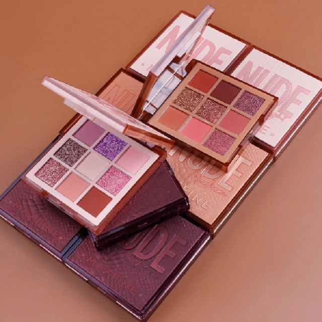 OEM make your own logo nine colors nude cosmetic glitter multi colored eyeshadow palette makeup