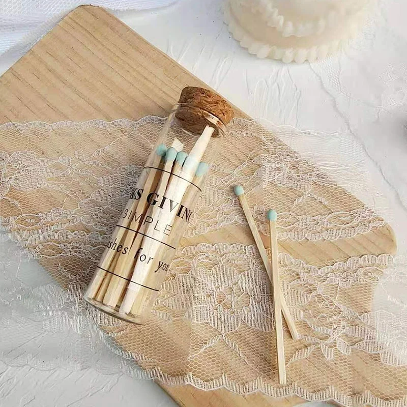 Custom High quality bottle apothecary safety hotel glass match jar wooden printed wholesale price prompt matches in glass jar