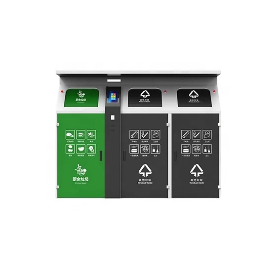 3 Compartments Park Use Smart Waste Collection Garbage Sorting Bins