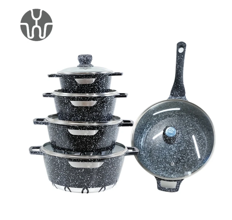 Wholesale Pots And Pans Popular Home Kitchen Pot Sets Non Stick 12 pcs Cookware Sets Frying Pan Aluminum Cooking Pot With Lid