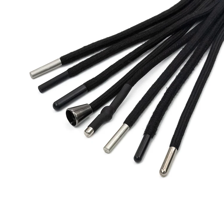 Custom logo cotton tip polyester flat hoodie draw cord string drawstring silicone dipping drawcord for hoodie garments