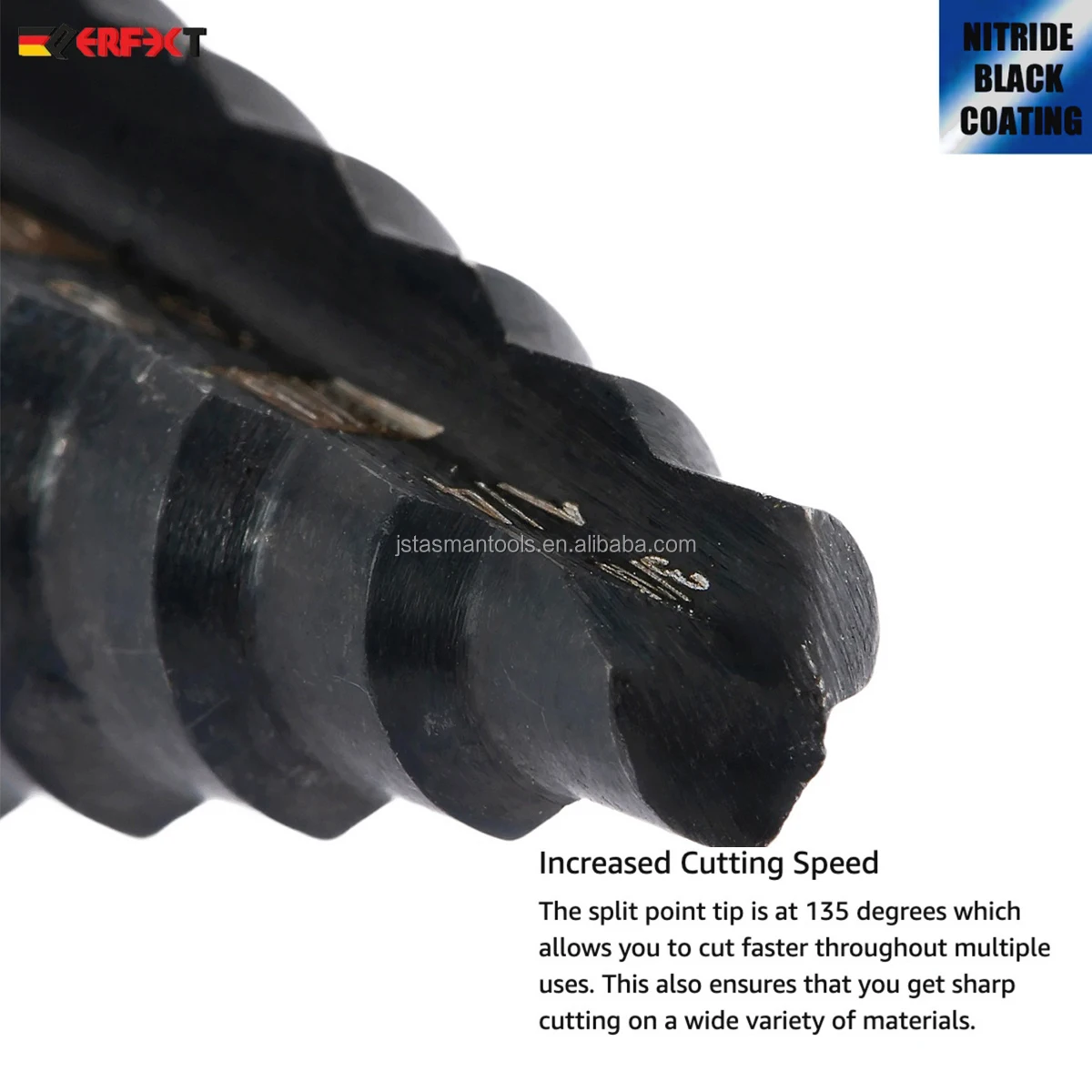 Nitride coating 3/16 to 1/2 Inch Heavy Duty HSS Step Drill Bit 6 Sizes for Metal Sheet Aluminium Plastic Wood