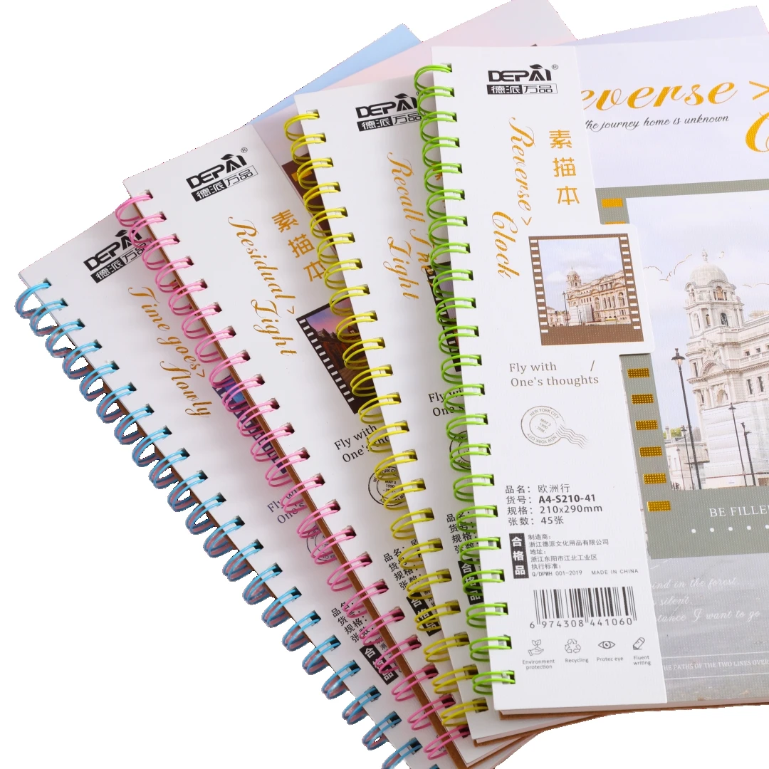 A3 A4 A5 Art Sketchbook Canvas Cover Watercolor Paper Sketchbook Double Coil Spiral Sketch Book For Drawing Sketch Pad