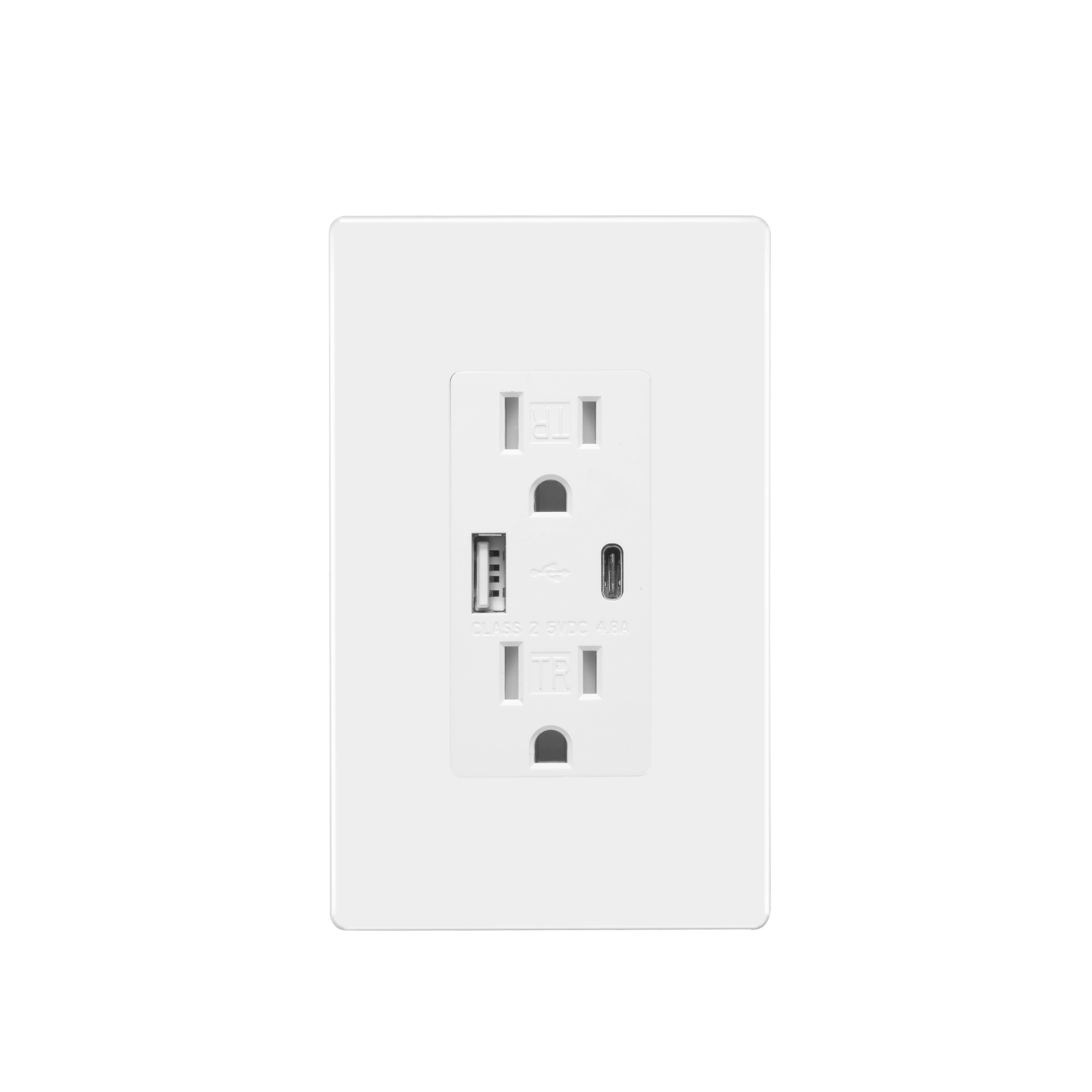 UL 4.8A type A+C USB outlet Socket Wall Plug Receptacle electric outlet power socket