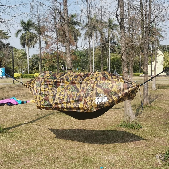 Portable Outdoor Net Hammock With Shade Lightweight Camping Hammock Mosquito Net Rain Tarp