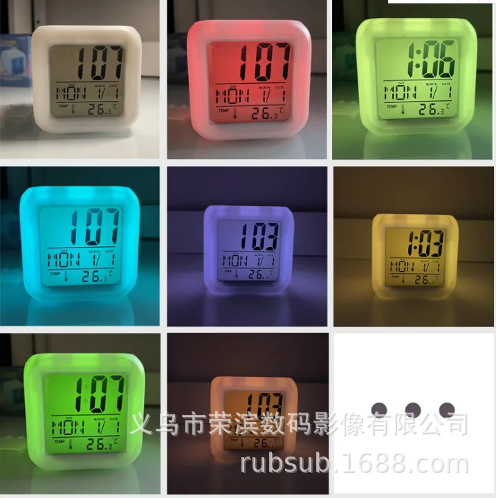 Hot Sale Approved Sublimation Blanks LED Alarm Clock with Different Colors Changing