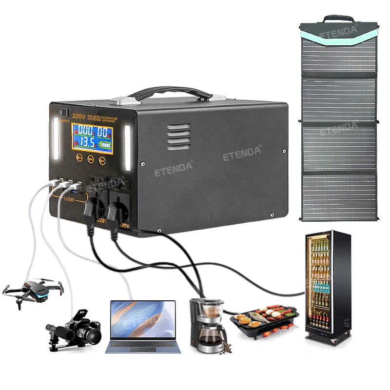 Customized 110V 220V portable power station 800w generators solar power bank 1000w portable power station with solar panel