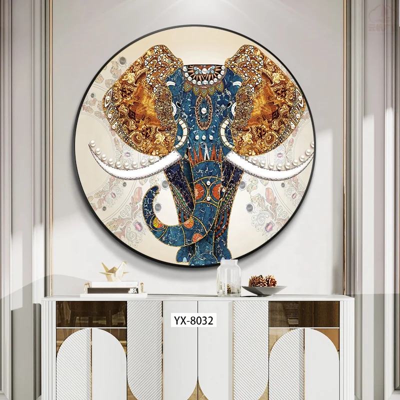 Eco-friendly 40cm round home decoration living room art canvas prints picture painting home decor luxury paintings and wall art