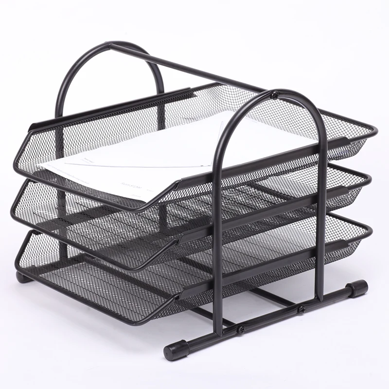 Office metal mesh desk  paper tray with3 layers