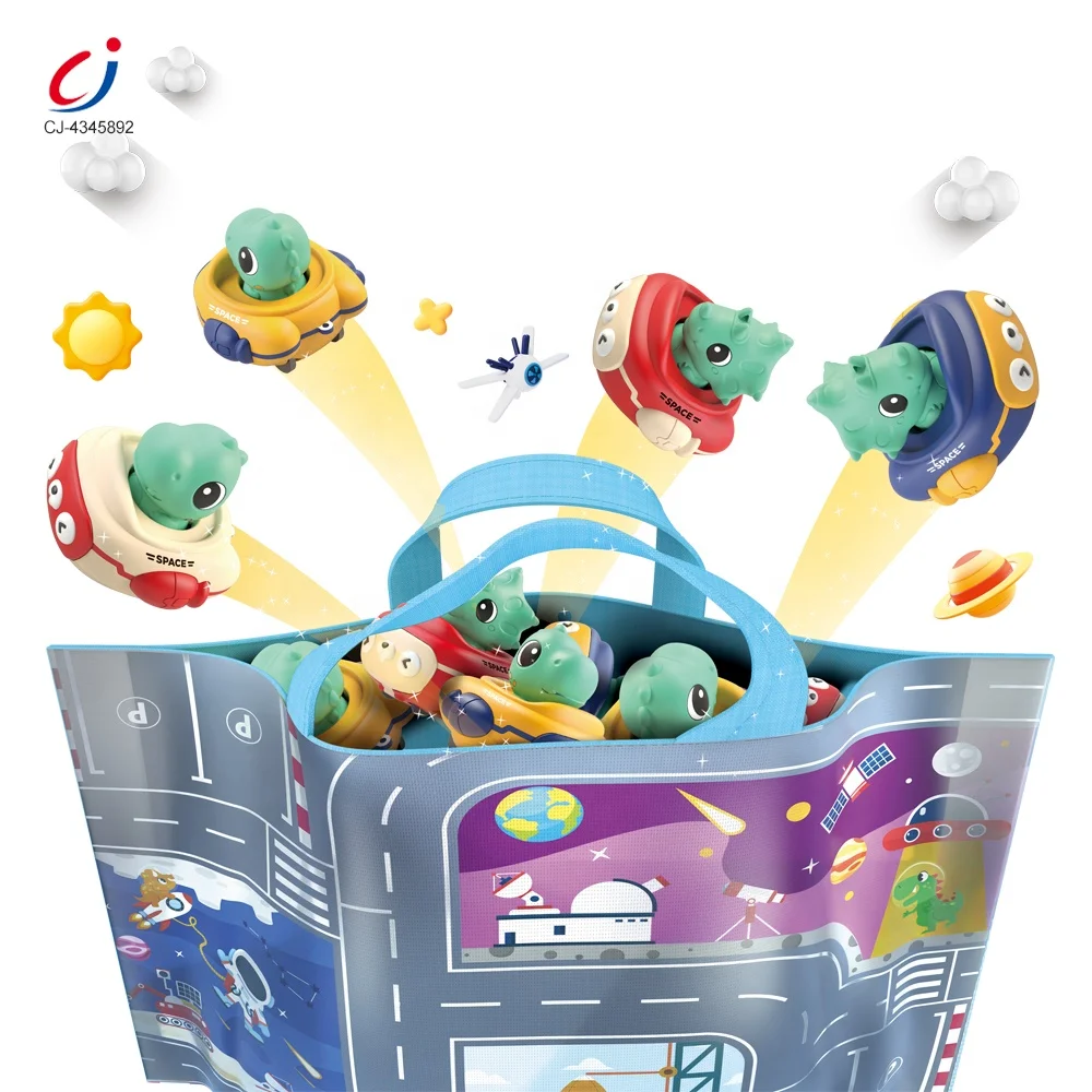 Chengji foldable game mat cartoon dinosaur spaceship press go toy car play set baby animal transportation indoor game floor mat